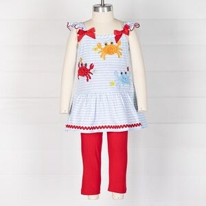 Goodlad Toddler Girls' 3D Crab Appliqué Tunic and Legging Set